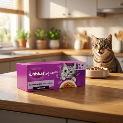 Whiskas Aromatic mokra karma dla kota w sosie 40x85 g – saszetki, mix smaków