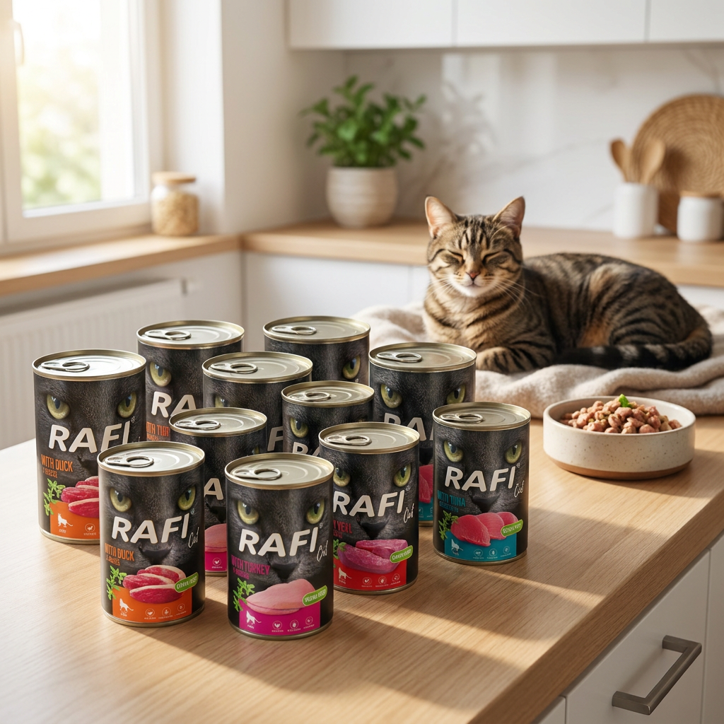 Rafi Mokra karma dla kota bezzbożowa 12x400 g w puszkach – mix smaków dla dorosłych