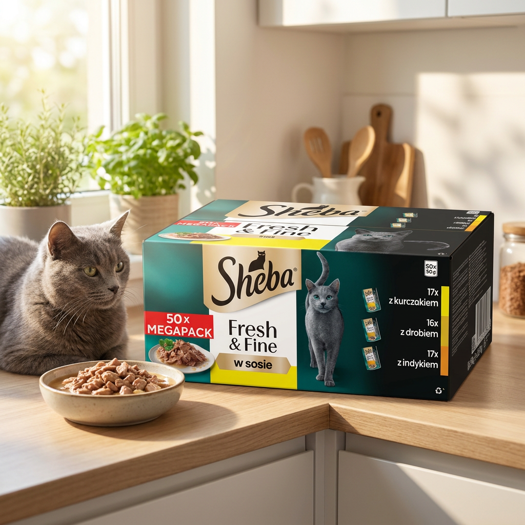 Sheba Fresh & Fine mokra karma dla kota w sosie 50 x 50 g – saszetki, drobiowe smaki
