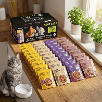 Pet Republic karma mokra dla kota 40 x 100 g – bezzbożowa, saszetki, mix 4 smaków
