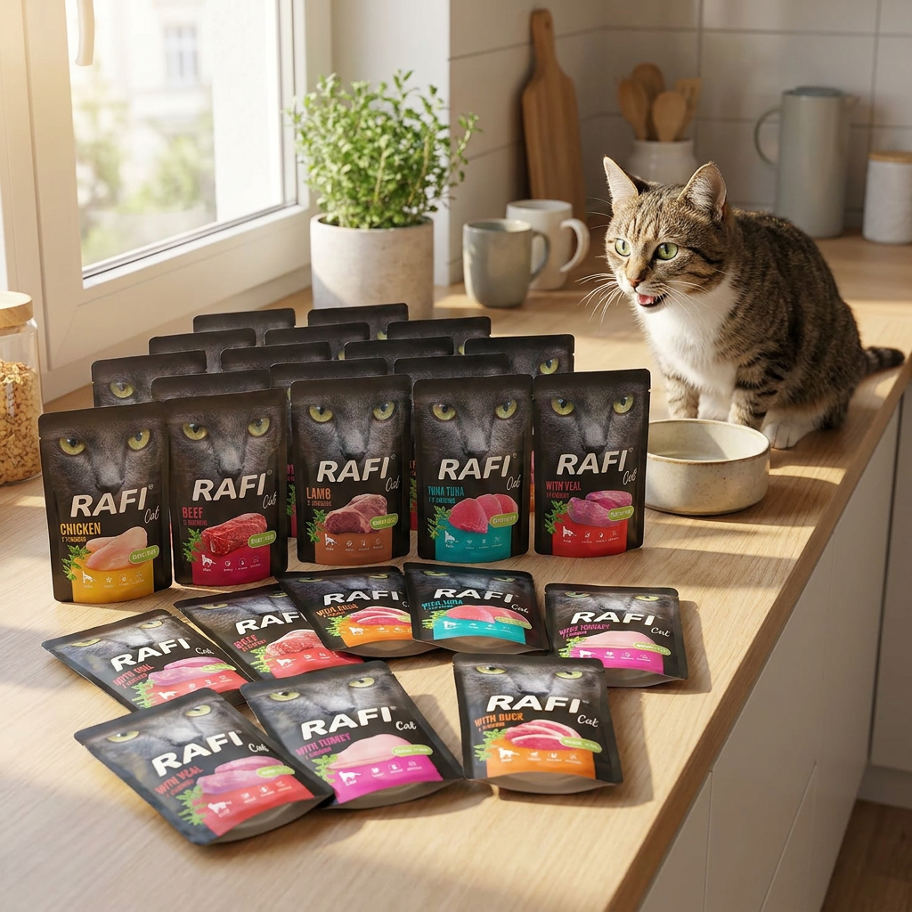 Rafi mokra karma dla kota w saszetkach 40 x 100 g bezzbożowa, dla dorosłych – mix smaków