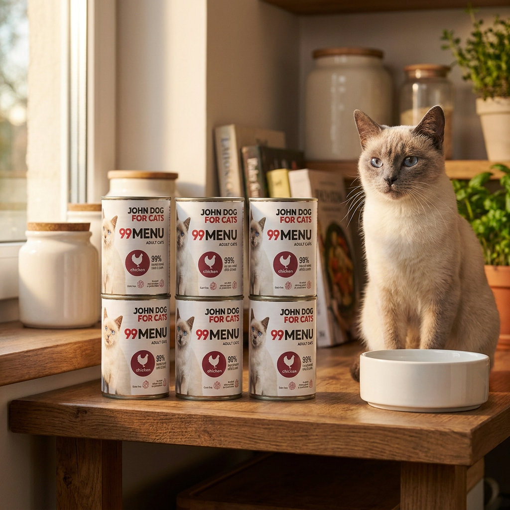John Dog for Cats 99 Menu karma mokra dla kota 6x400 g, bezzbożowa, dla dorosłych – kurczak