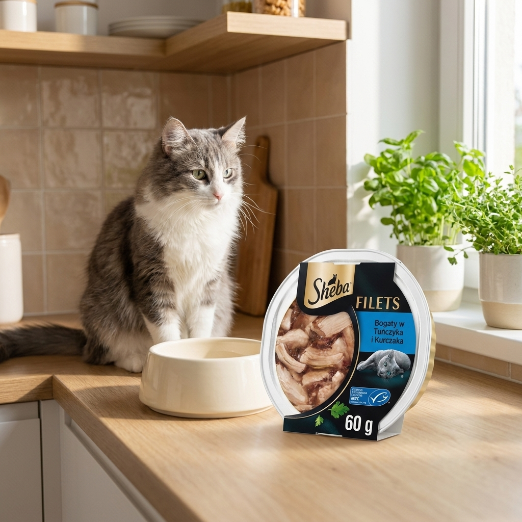 Sheba Filets mokra karma dla kota z kurczakiem i tuńczykiem w sosie – tacka 60 g