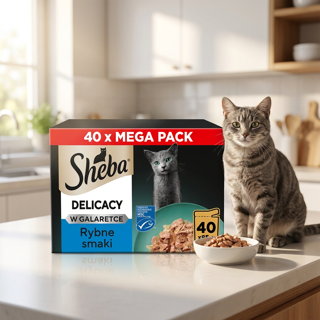Sheba Delicacy mokra karma dla kota w galaretce 40 x 85 g – rybne smaki, saszetki