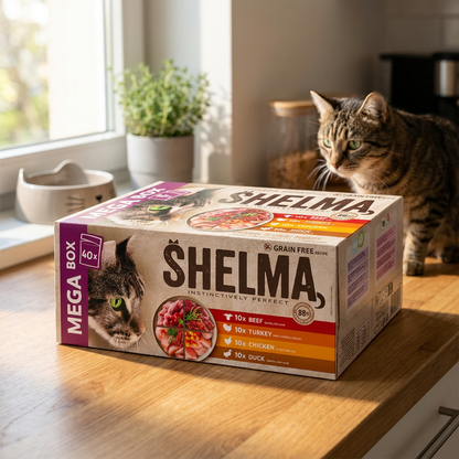 Shelma Mokra karma dla kota w saszetkach 40 x 85 g bez zbóż, w sosie – mix smaków