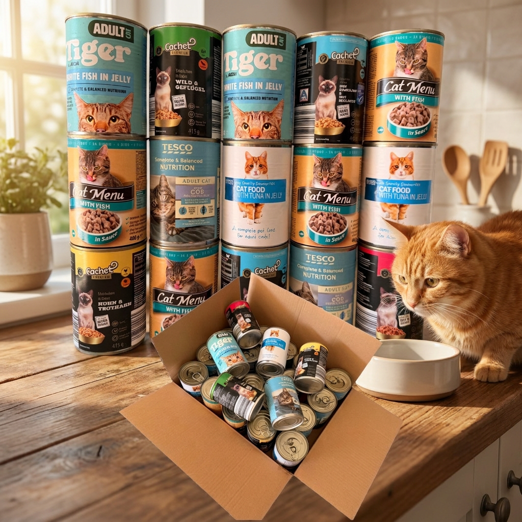 Mokra karma dla kota w puszkach 20 x 400 g, pełnoporcjowa, dla dorosłych – mix smaków