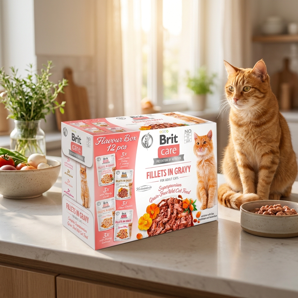 Brit Care Cat mokra karma dla kota bezzbożowa, filety w sosie 12x85 g – mix smaków