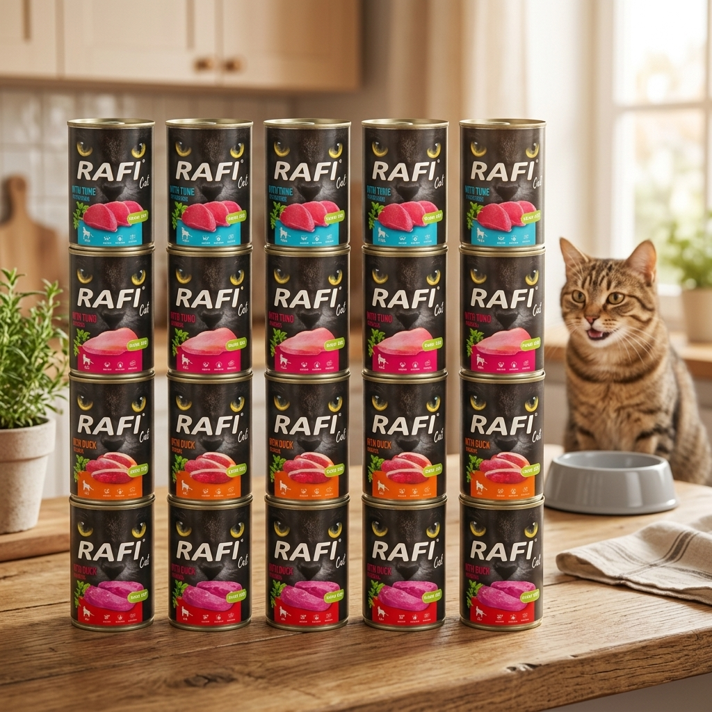 Rafi Mokra karma dla kota bezzbożowa 24 x 400 g – mix 4 smaków, dla kotów dorosłych