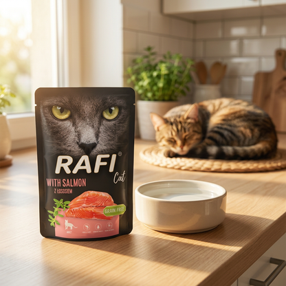 Rafi Cat mokra karma dla kota z łososiem 300 g – bezzbożowa, w saszetce