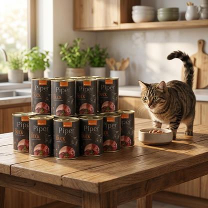 Piper Animals mokra karma dla kota z kaczką 12 x 400 g – puszki dla dorosłych kotów
