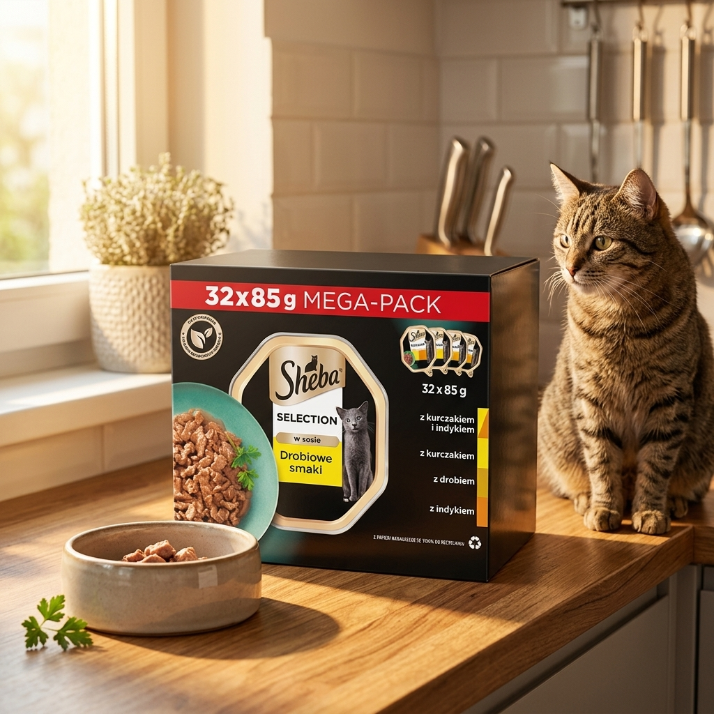 Sheba Selection mokra karma dla kota w sosie 32 x 85 g – drobiowe smaki, bezzbożowa