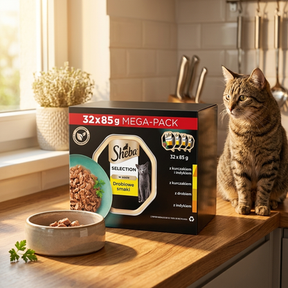 Sheba Selection mokra karma dla kota w sosie 32 x 85 g – drobiowe smaki, bezzbożowa
