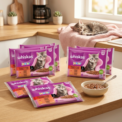 Whiskas Junior mokra karma dla kociąt w sosie 32x85 g – wołowina i kurczak, saszetki