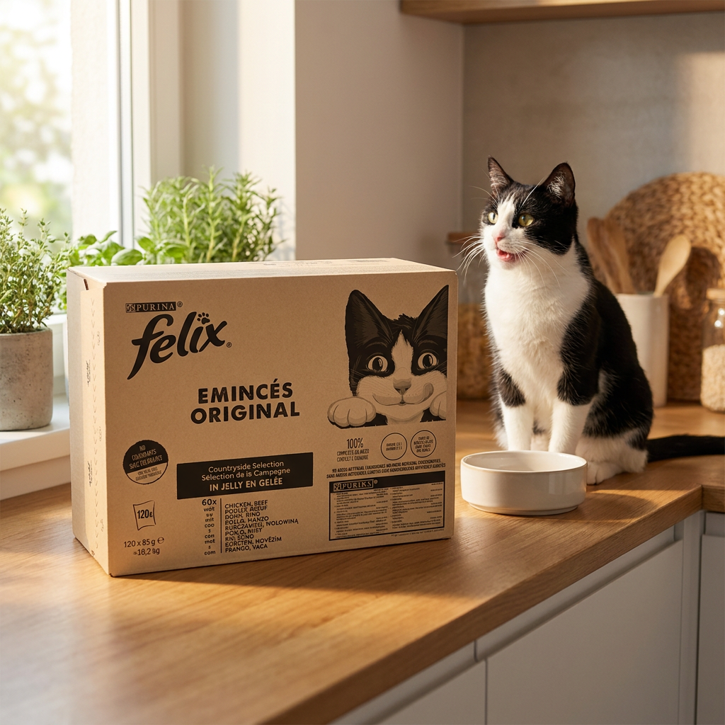 Felix Classic mokra karma dla kota 120 x 85 g – wołowina i kurczak w galarecie, saszetki