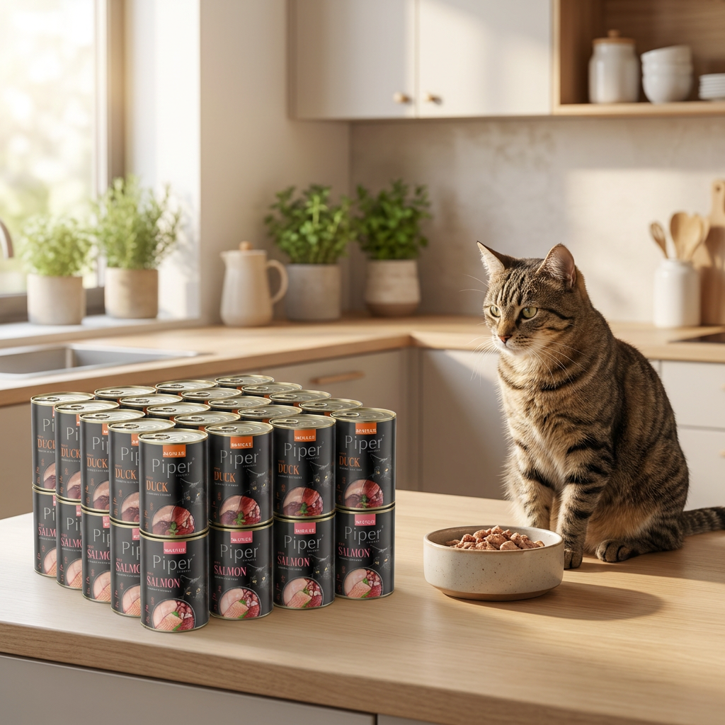 Piper Animals mokra karma dla kota dorosłego bezzbożowa 24x400 g – mix łosoś i kaczka