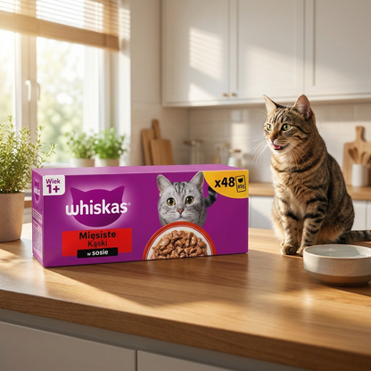 Whiskas Adult mokra karma dla kota w sosie 48 x 85 g – klasyczne posiłki, mix smaków