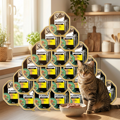 Sheba Classics mokra karma dla kota kaczka i kurczak w terynie 44 x 85 g – tacki