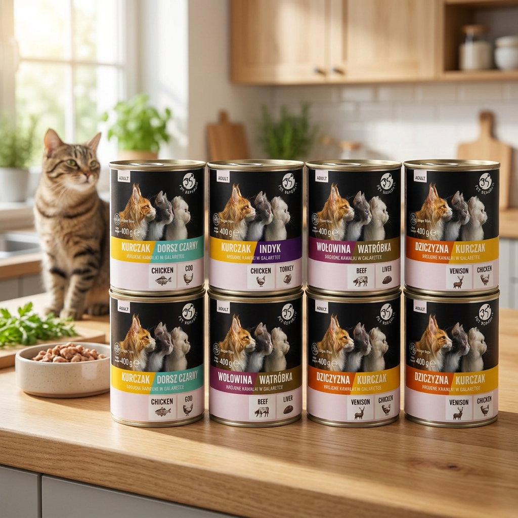 Pet Republic mokra karma dla kota, kawałki w galaretce 12 x 400 g bez zbóż – mix smaków