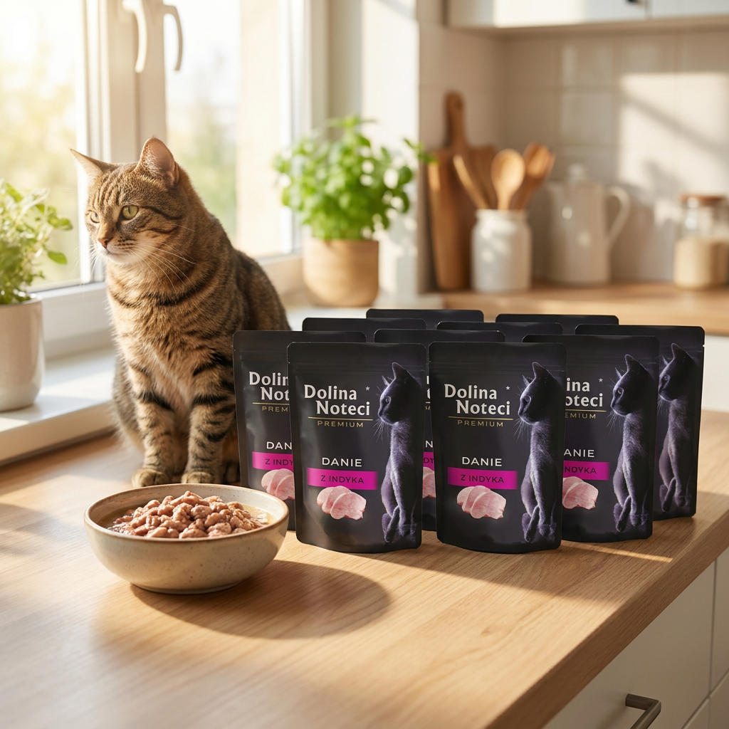 Dolina Noteci Premium mokra karma dla kota z indykiem 10 x 85 g – bezzbożowa, saszetki