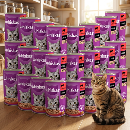 Whiskas Adult 1+ karma mokra dla kota 24x400 g wołowina w sosie – puszki 9,6 kg