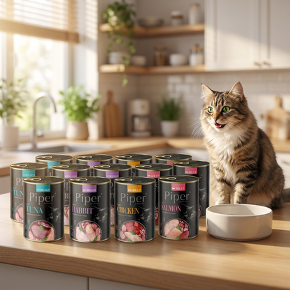 Piper Animals karma mokra dla kota bezzbożowa 12 x 400 g puszki – mix smaków