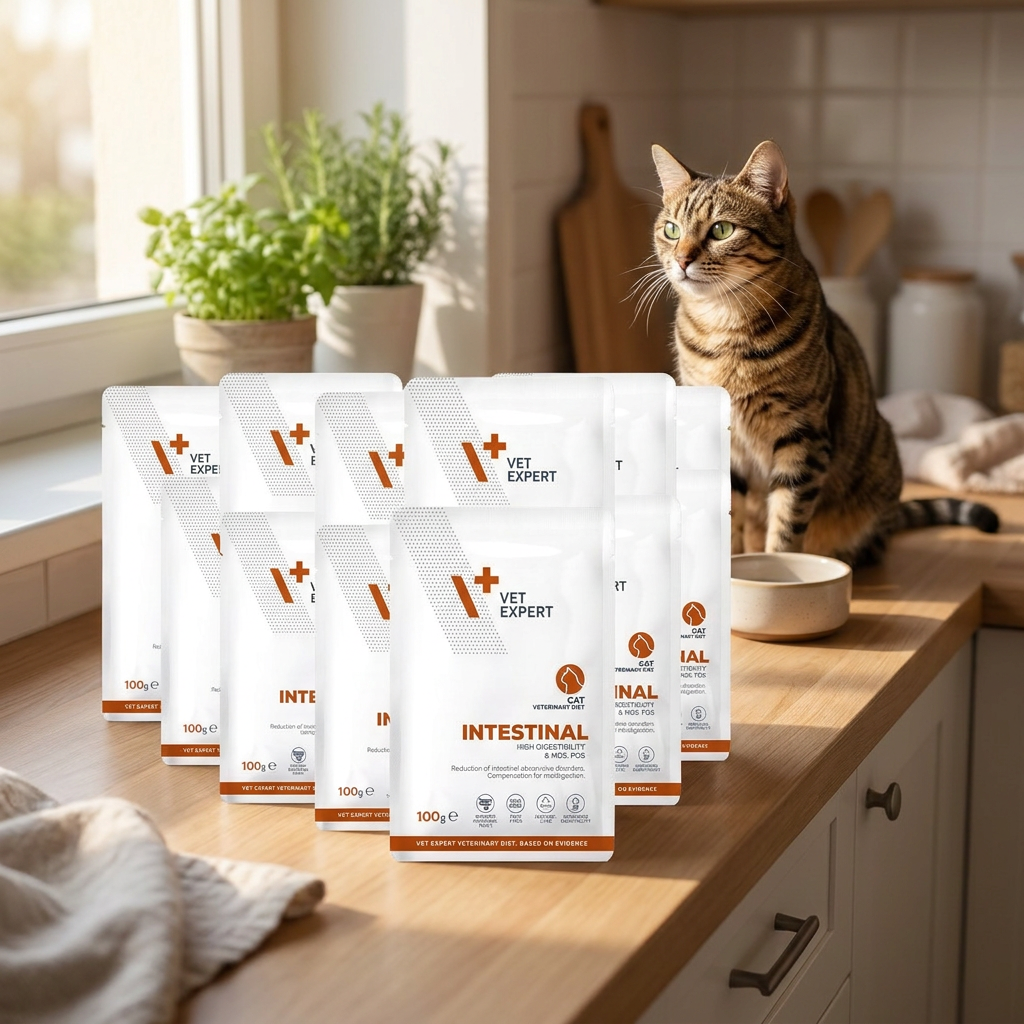 Vet Expert Intestinal mokra karma weterynaryjna dla kota 12x100 g – kurczak i wołowina