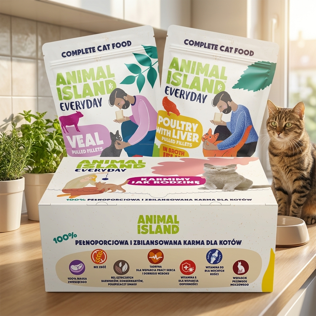 Animal Island Mokra karma dla kota w galarecie 80x85 g – bezzbożowa, mix cielęcina i drób