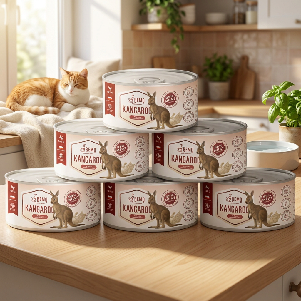 BEMO Mokra karma dla kota z kangurem 6x200 g – monoproteinowa, bezzbożowa, puszki
