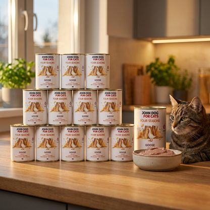 John Dog for Cats Monobiałkowa karma mokra dla kota z gęsią 12x400 g – bezzbożowa
