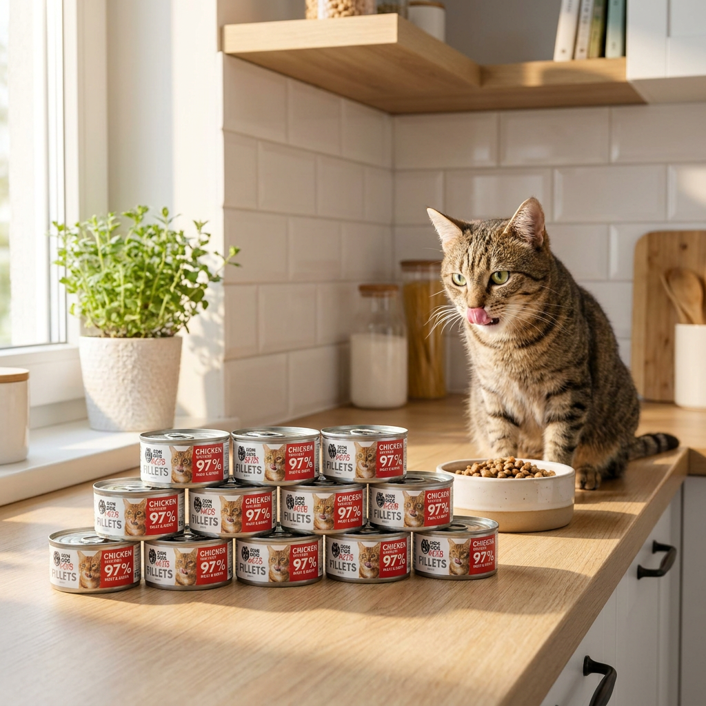 John Dog for Cats mokra karma dla kota filety z kurczaka z wołowiną 12 x 70 g – puszki