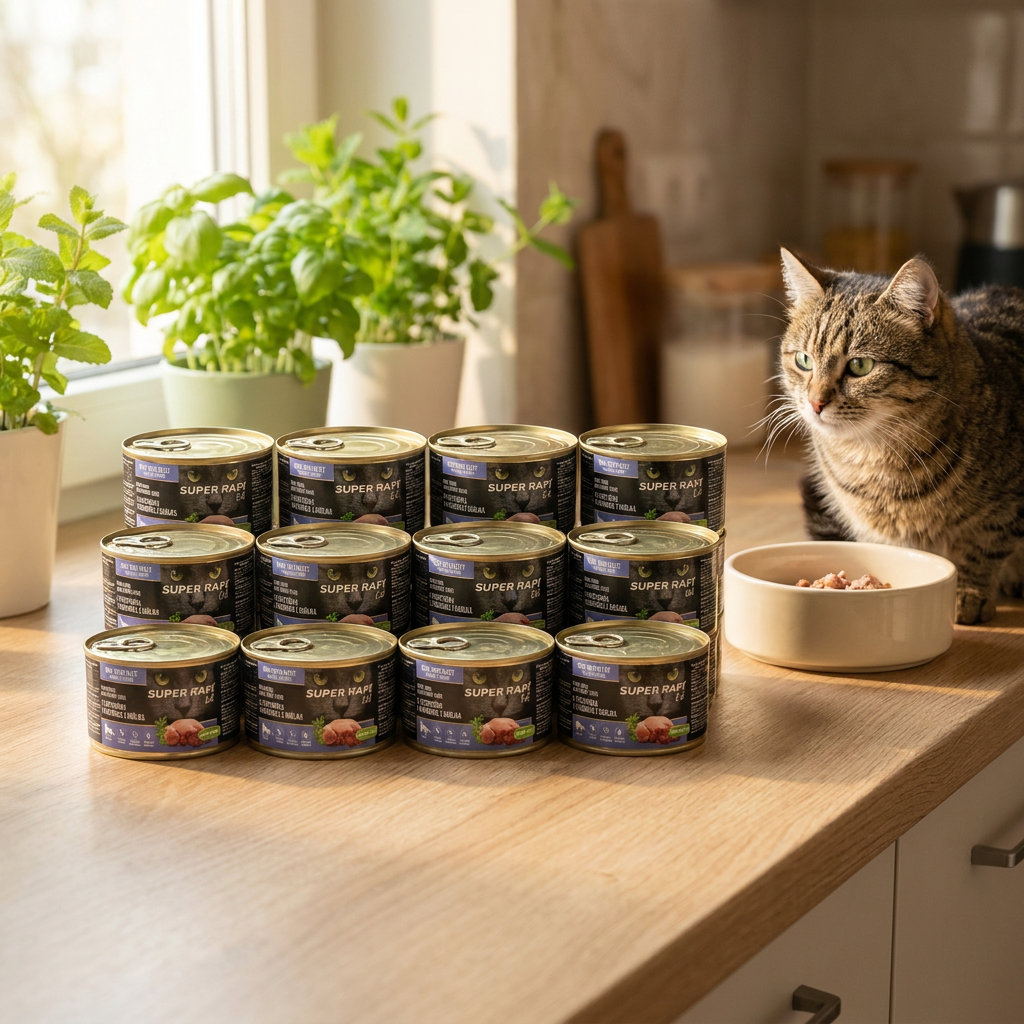 Rafi Cat mokra karma dla kotów dorosłych w puszkach 12 x 185 g – przepiórka i wątróbka