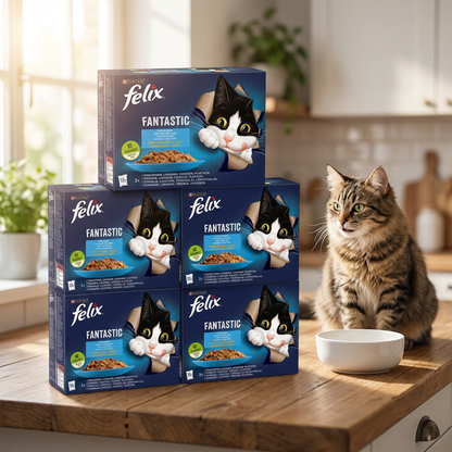 Felix Fantastic mokra karma dla kota w galaretce 72 x 85 g – rybne smaki, mix