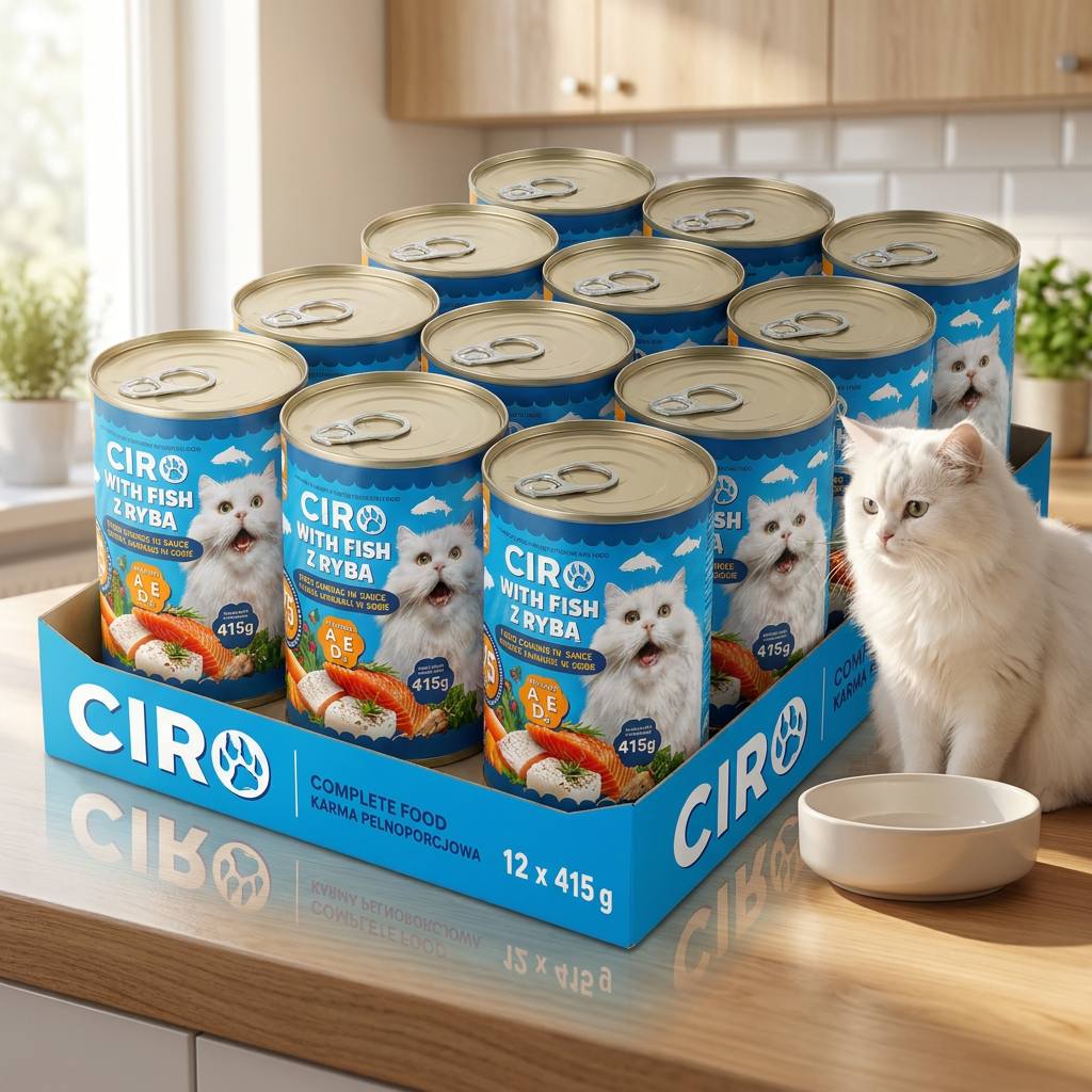 Ciro Karma mokra dla kota z łososiem w sosie 12 x 415 g – mięsne kawałki, puszki