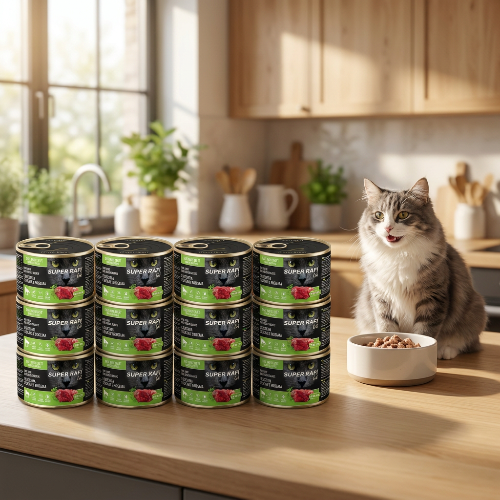 Rafi Mokra karma dla kotów dorosłych 12 x 185 g, 70% mięsa, bez zbóż – dziczyzna i serca z kurczaka