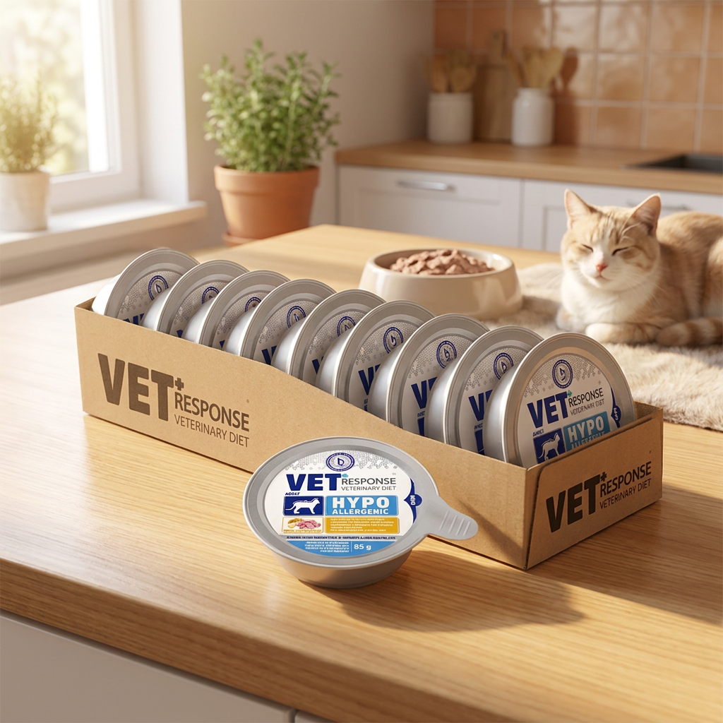 Vet Response karma mokra dla kota hipoalergiczna, indyk 10 x 85 g – tacki