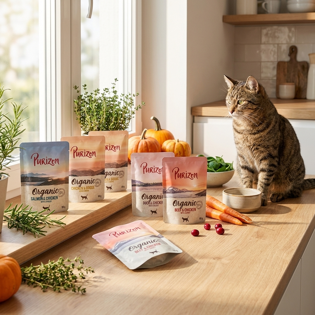 Purizon Organic Mix mokra karma dla kota BIO 6 x 85 g – bezzbożowa, mix smaków