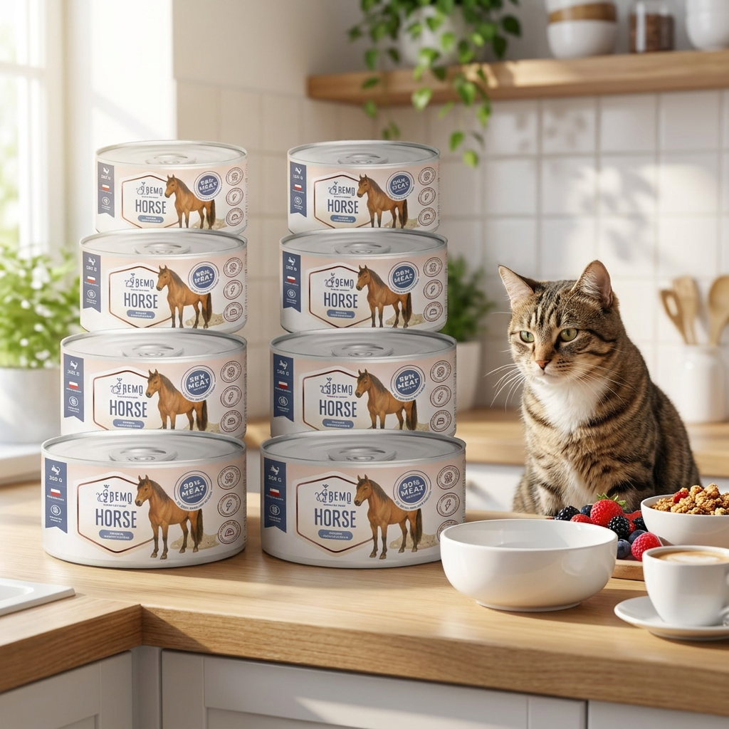 BEMO Mokra karma dla kota z koniną 12x200 g – monoproteinowa, bezzbożowa, puszki