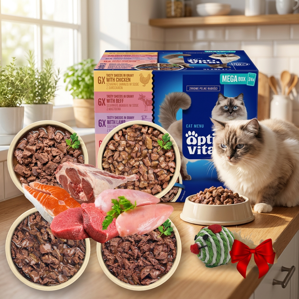 Optivital mokra karma dla kota w sosie 48 x 85 g – bezzbożowa, mix 4 smaków