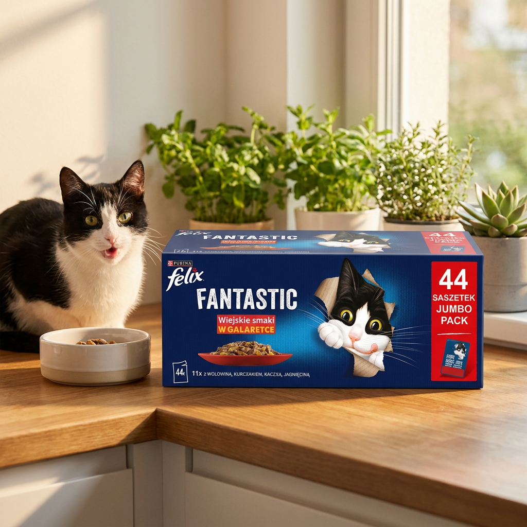 Felix Fantastic mokra karma dla kota w galaretce 44 x 85 g – mix mięsnych smaków