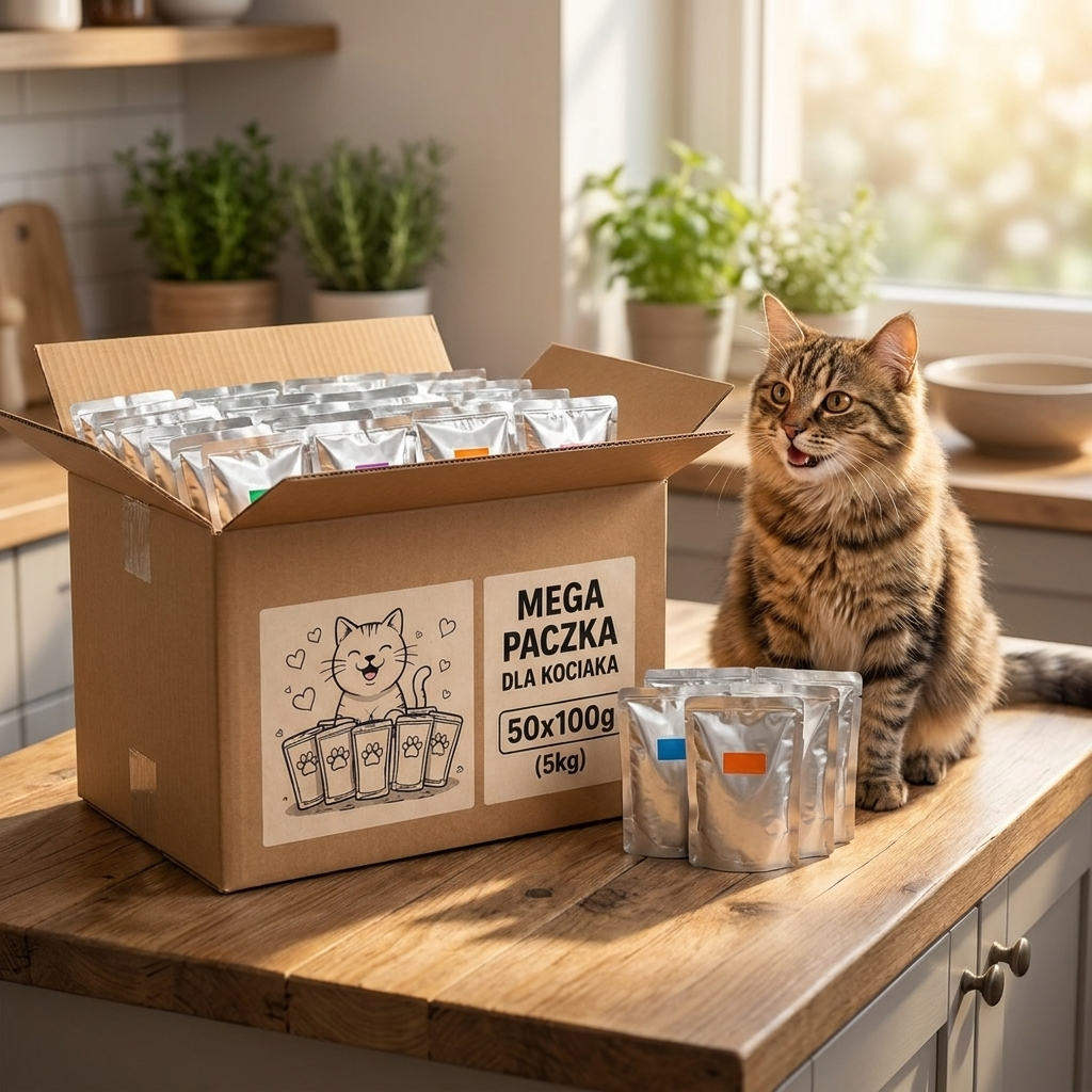 Mokra karma dla kota dorosłego 50 saszetek 85/100 g bez cukru – mix smaków