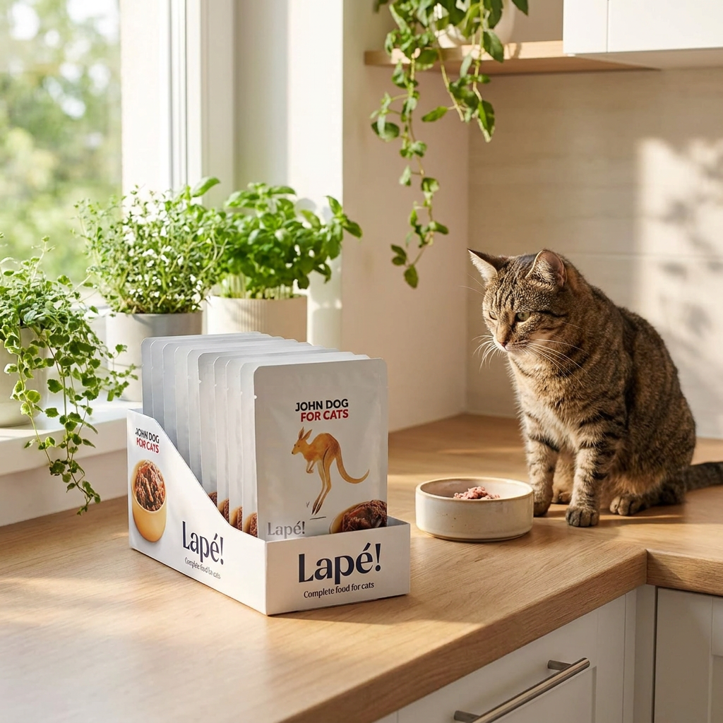 John Dog for Cats karma mokra monobiałkowa dla kota z kangurem, bezzbożowa – 10 x 100 g