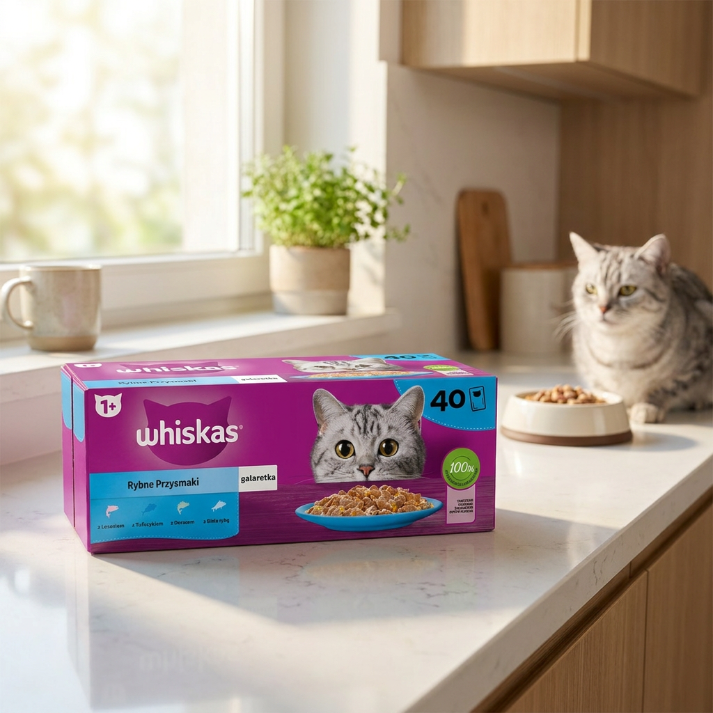 Whiskas Mokra karma dla kota 40x85 g w galaretce, dla dorosłych kotów – smaki rybne
