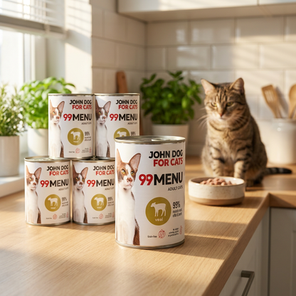 John Dog for Cats karma mokra dla kota 6 x 400 g bezzbożowa 99 Menu – cielęcina