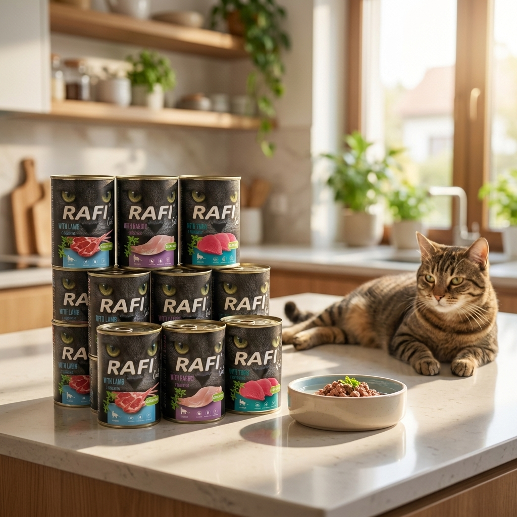 Rafi Cat Adult mokra karma dla kota bezzbożowa 12 x 400 g w puszkach – mix smaków