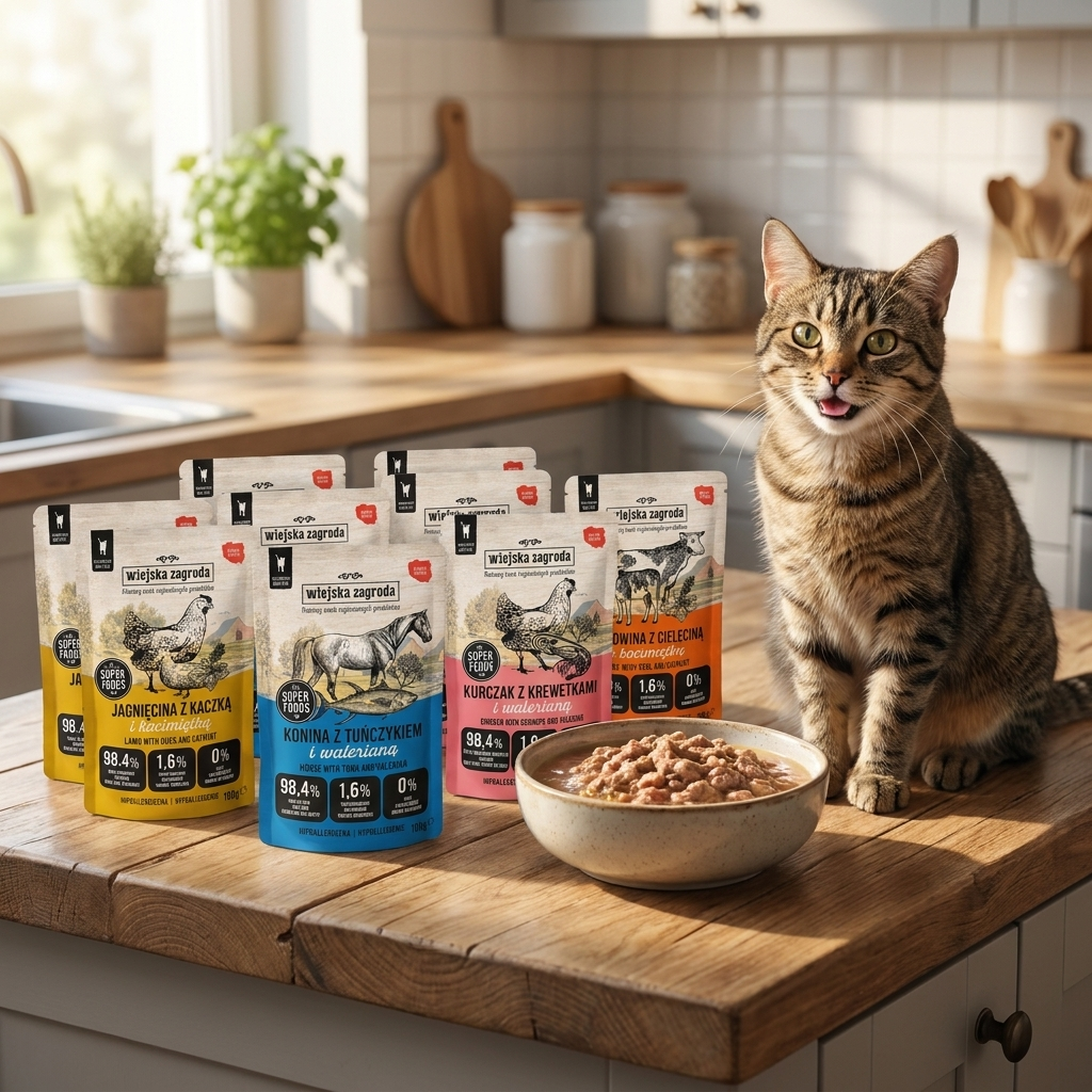 Wiejska Zagroda mokra karma dla kota bezzbożowa 12 x 100 g, pasztet – mix smaków