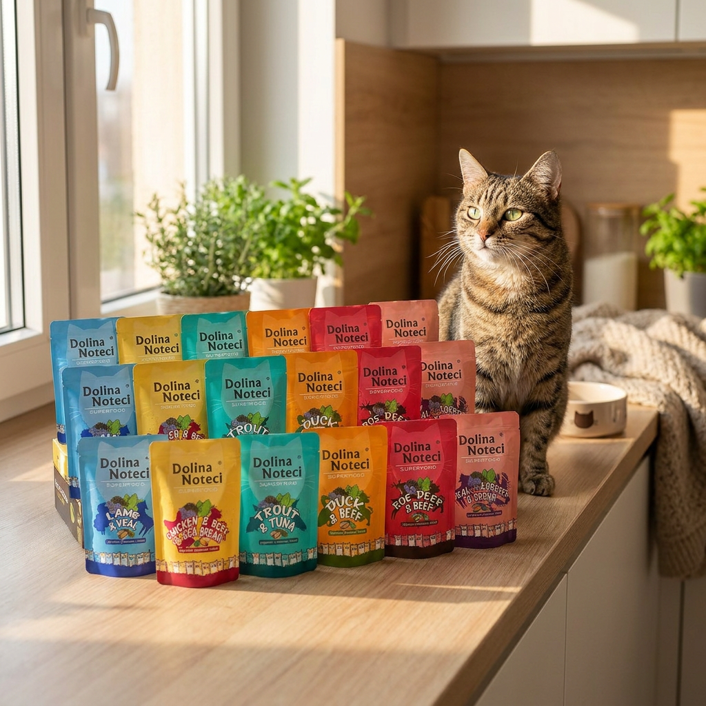 Dolina Noteci Superfood mokra karma dla kota bez zbóż 24 x 85 g – saszetki, mix smaków