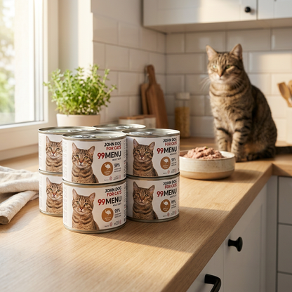 John Dog for Cats 99 Menu karma mokra dla kota bezzbożowa 6x200 g – perliczka