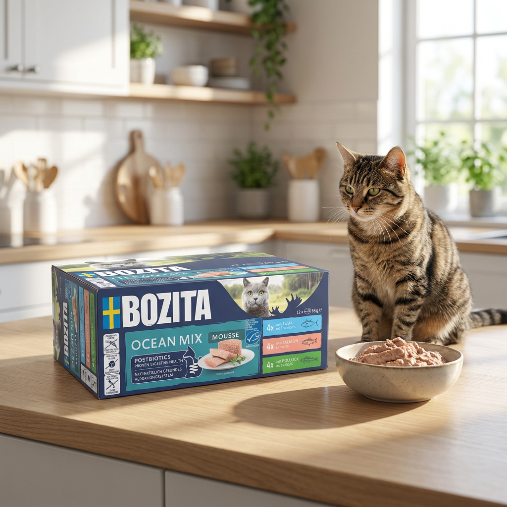 Bozita Mousse Mixed Ocean mokra karma dla kota, mus rybny 12 x 85 g – mix smaków
