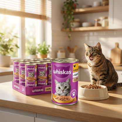 Whiskas karma mokra dla kota z kurczakiem w galaretce 24x400 g – puszki, 9,6 kg