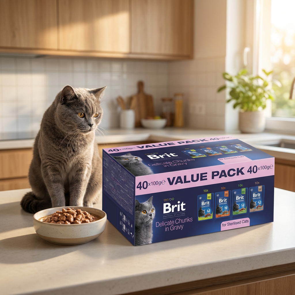 Brit Mokra karma dla kota sterylizowanego 40 x 100 g w saszetkach – mix smaków